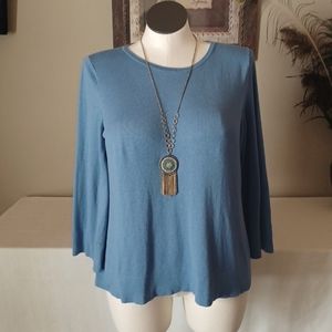 Sz XL Dusty Blue Button-back Sweater by Talbots
